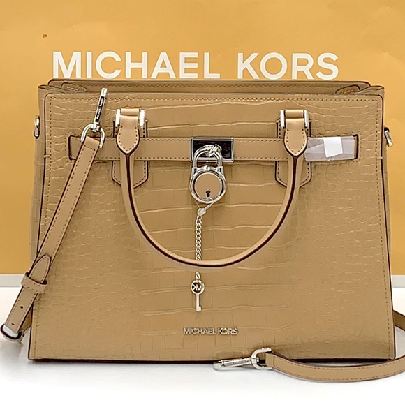 Michael Kors Hamilton Medium
Satchel Crossbody Croc Embossed CAMEL COLOR - Picture 2 of 16